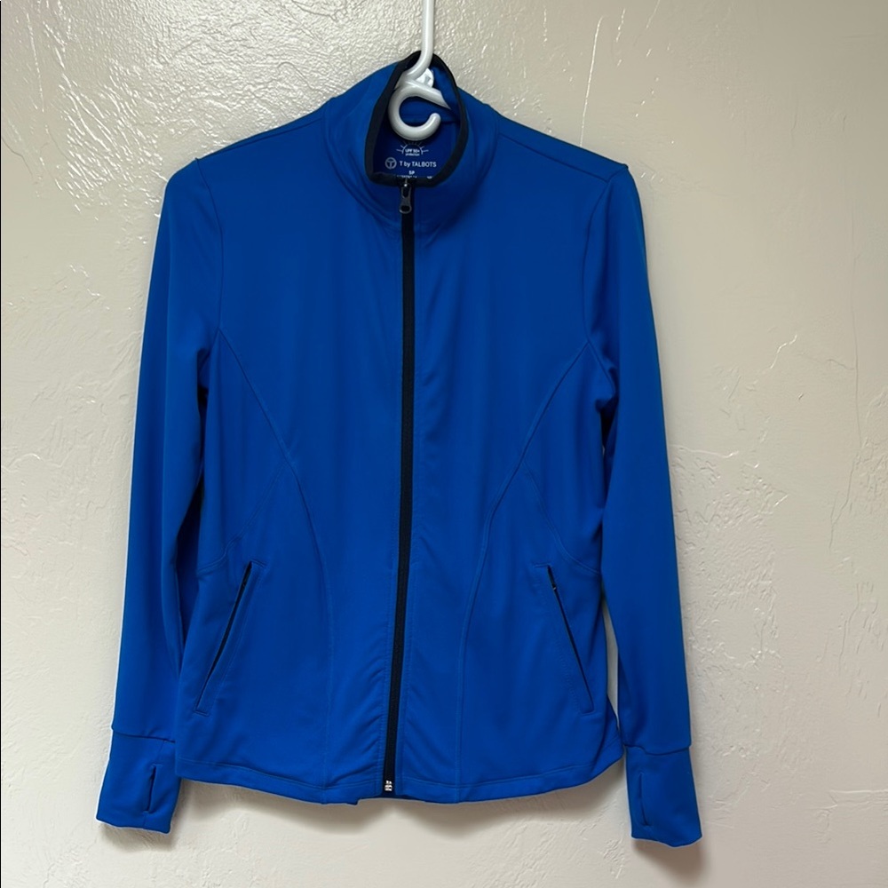 Talbots Blue Bomber Jacket Lightweight Athletic Style
